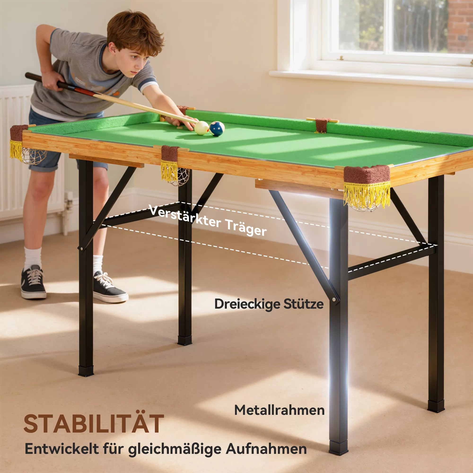 Sulankstomas biliardo stalas, 120 cm, žalias