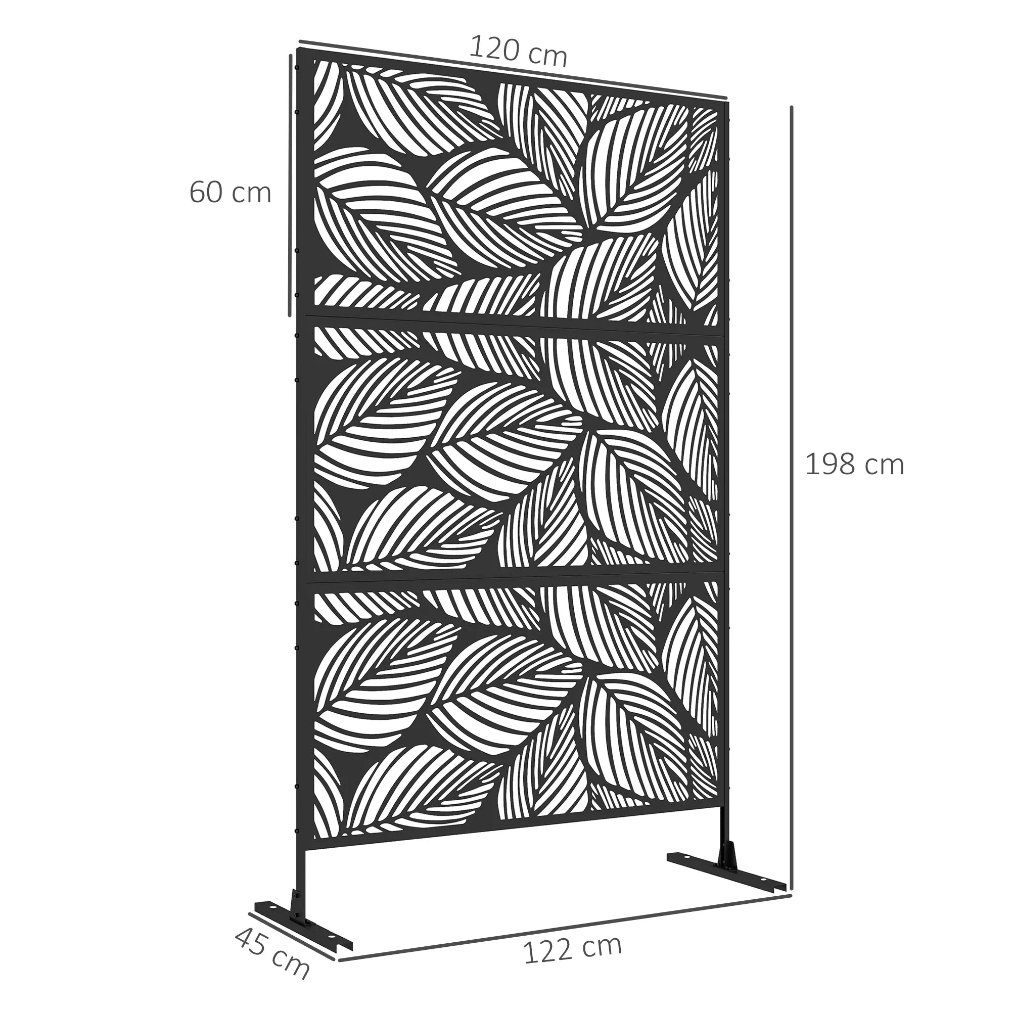Apsauga nuo žvilgsnių Apsauga nuo žvilgsnių Sodas Sodo atskyrimas, gėlių raštai, metalas, 122 x 45 x 198 cm, juoda