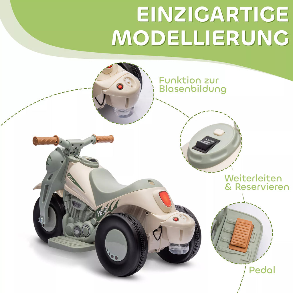 Vaikų elektrinis motociklas, 6 V vaikų motociklas su muzika, greitis 2,5–3 km/h, skirtas 2–5 metų vaikams