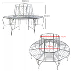 Medžio formos suoliukas, apvalus suoliukas, 360° sodo suoliukas, metalinis suoliukas, skersmuo 160 cm