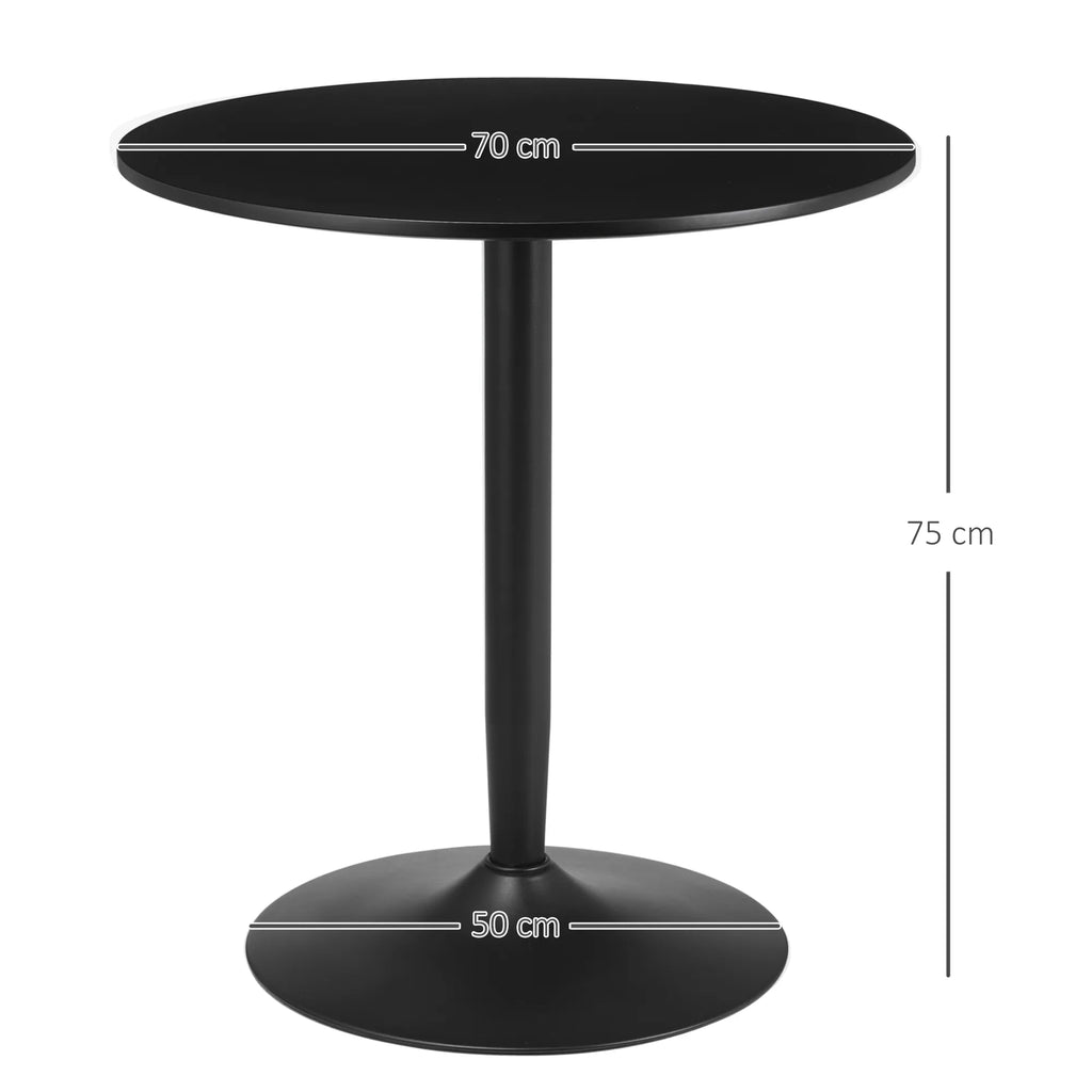 Valgomasis stalas 2 asmenims, apvalus, juodas, 70 x 70 x 75 cm