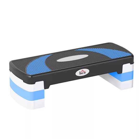 Aerobikos stepperis 3 pakopų, reguliuojamo aukščio, 80 x 31 x 20 cm, Juoda+Šviesiai mėlyna+Pilka