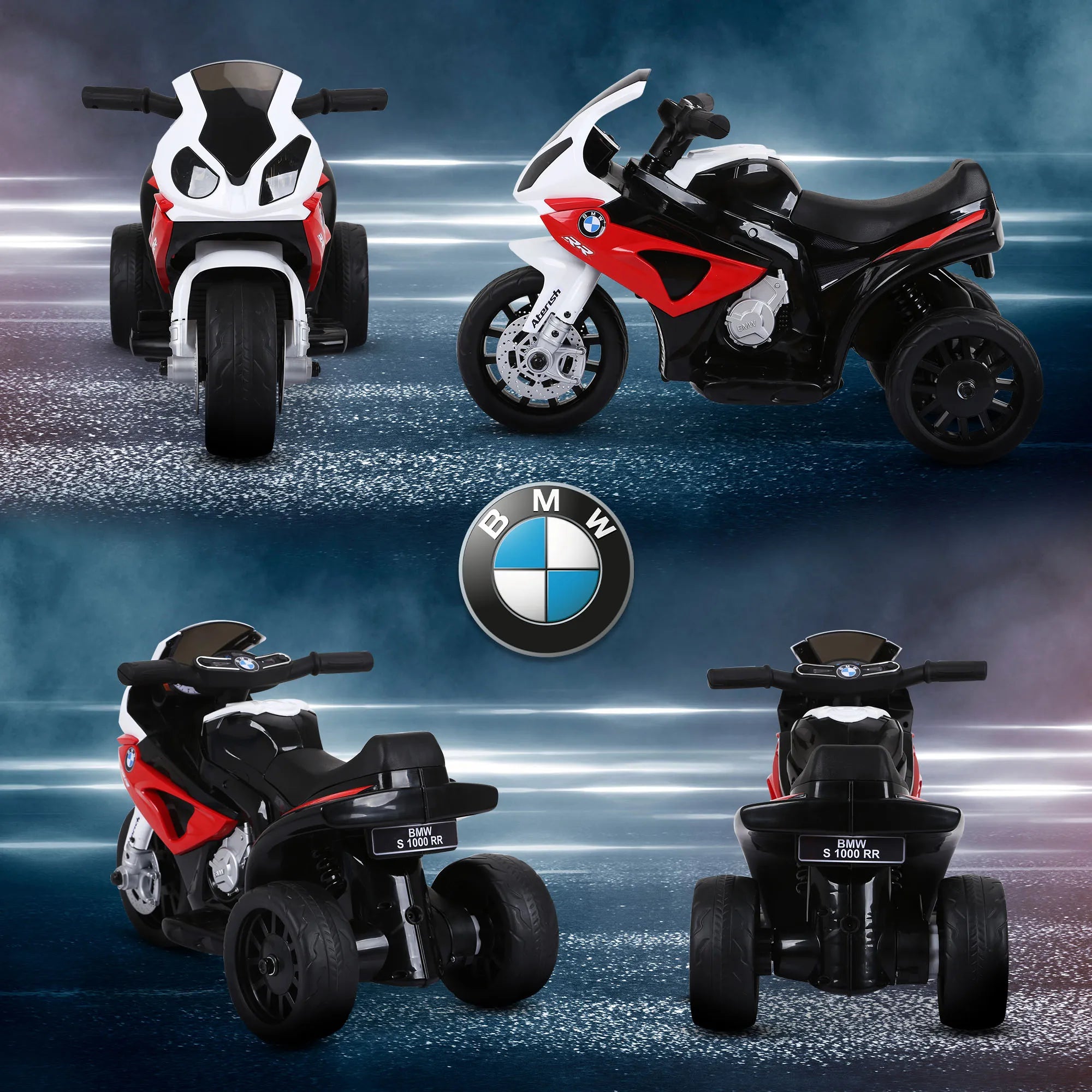 Elektrinis motociklas vaikams BMW S1000RR 6V elektrinis motociklas su žibintais, vaikų motociklas su muzika 2,5 km/h motociklas vaikams nuo 18 iki 36 mėnesių, raudonas