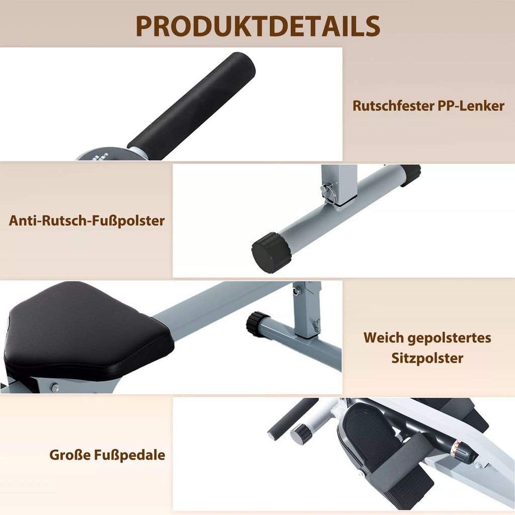 Iklaujamasis irklavimo treniruoklis su LCD ekranu, iki 100 kg, pilkas