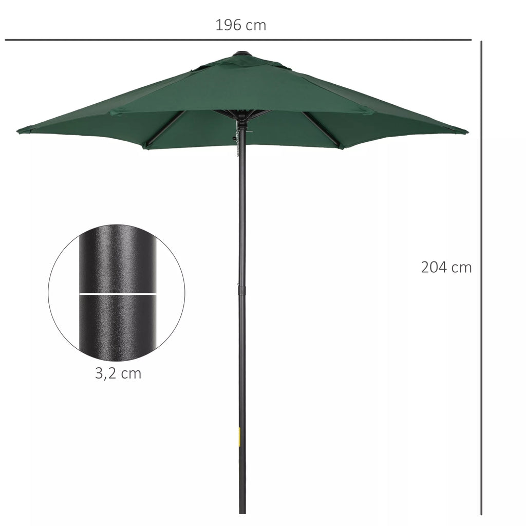 Skėtis nuo saulės Ø196 cm, šešiakampis balkono skėtis paplūdimiui, balkonui, sodui, žalias