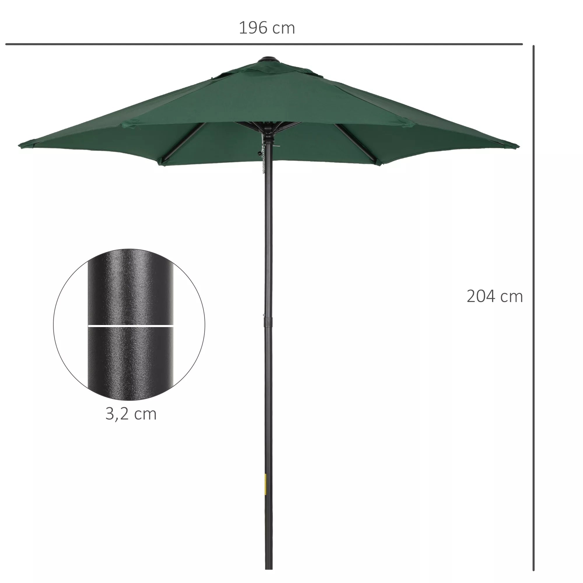 Skėtis nuo saulės Ø196 cm, šešiakampis balkono skėtis paplūdimiui, balkonui, sodui, žalias