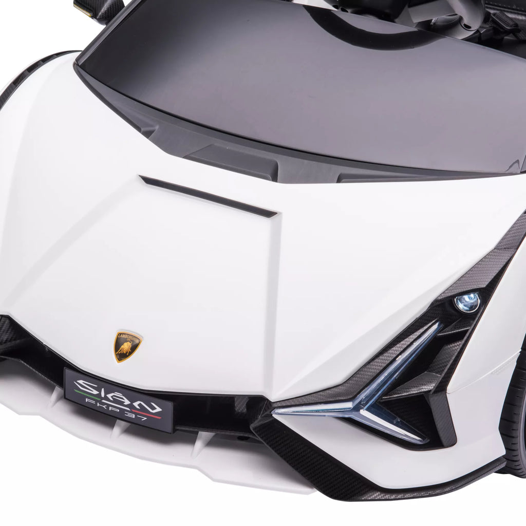 Vaikų transporto priemonė 12 V 2 važiavimo režimai Lamborghini SIAN SUV automobilis-žaislas Elektrinis automobilis su nuotolinio valdymo pultu Muzika (MP3/USB) Apšvietimas 37–60 mėnesių Metalas Balta 108 x 62 x 40 cm