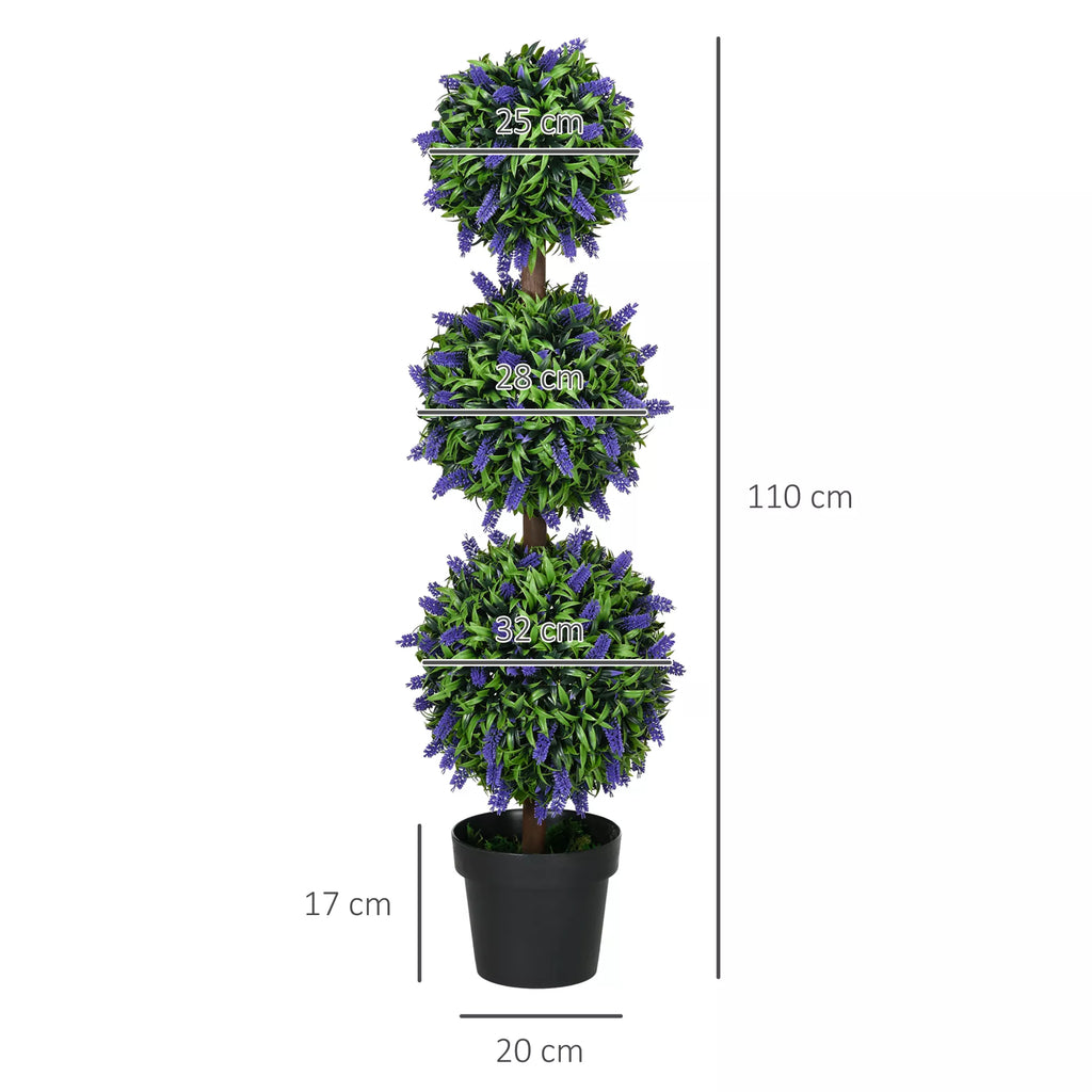 Dirbtinio augalo matmenų schema: aukštis 110 cm