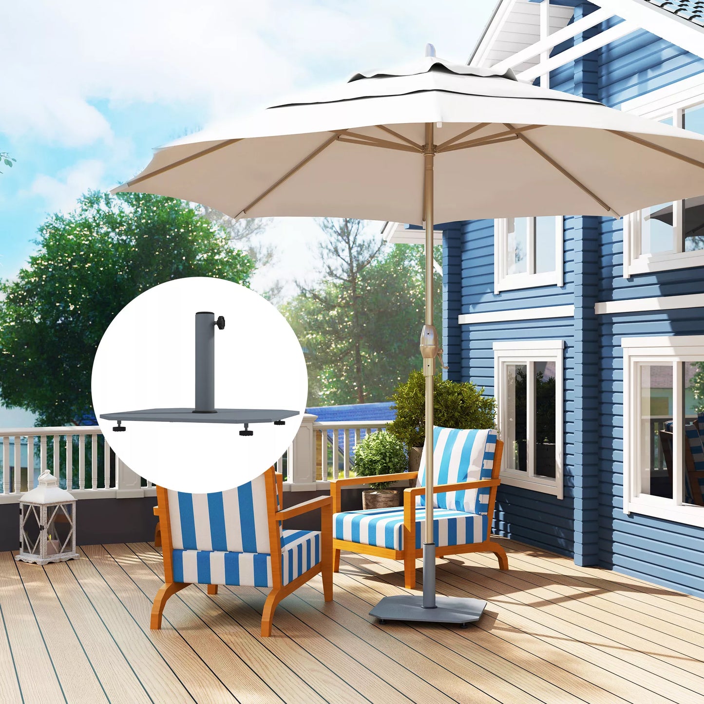 Metalinis skėčio stovas 18,5 kg, kvadratinis laikiklis skėčiui skirtas 32/38/48 mm