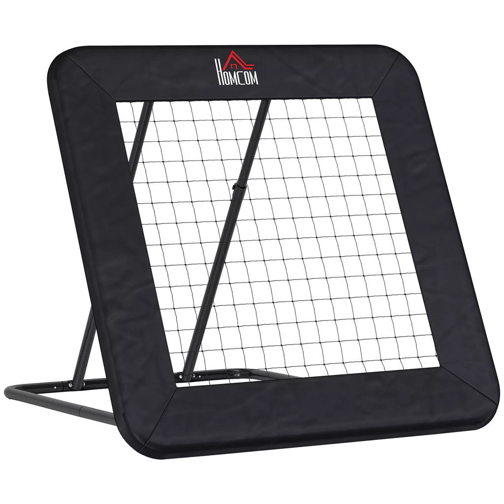 Futbolo atšokimo siena, 128 x 118 cm, su apsauginiu kraštu, kaiščiais, reguliuojama 5 pakopomis, nešiojama atšokimo siena, futbolo vartai paaugliams, atšokimo siena futbolo treniruotėms, juoda
