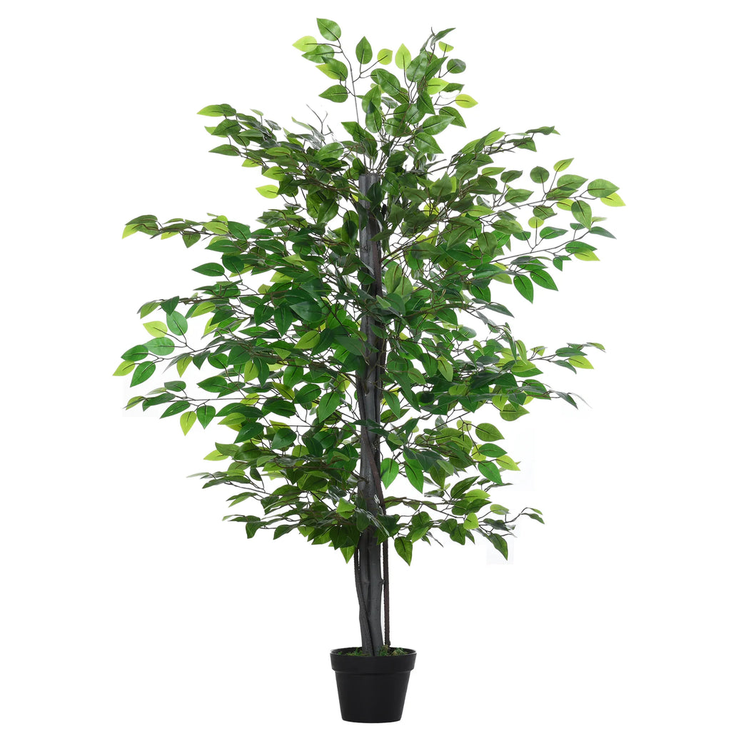 Dirbtinis fikusas, aukštis 145 cm, dirbtinis medis, dirbtinis augalas, plastikinis dirbtinis augalas vazonėlyje, dirbtinis augalas, atrodantis kaip tikras, skirtas svetainei, miegamajam, biurui, sodui, moderniai dekoracijai, dovanai.