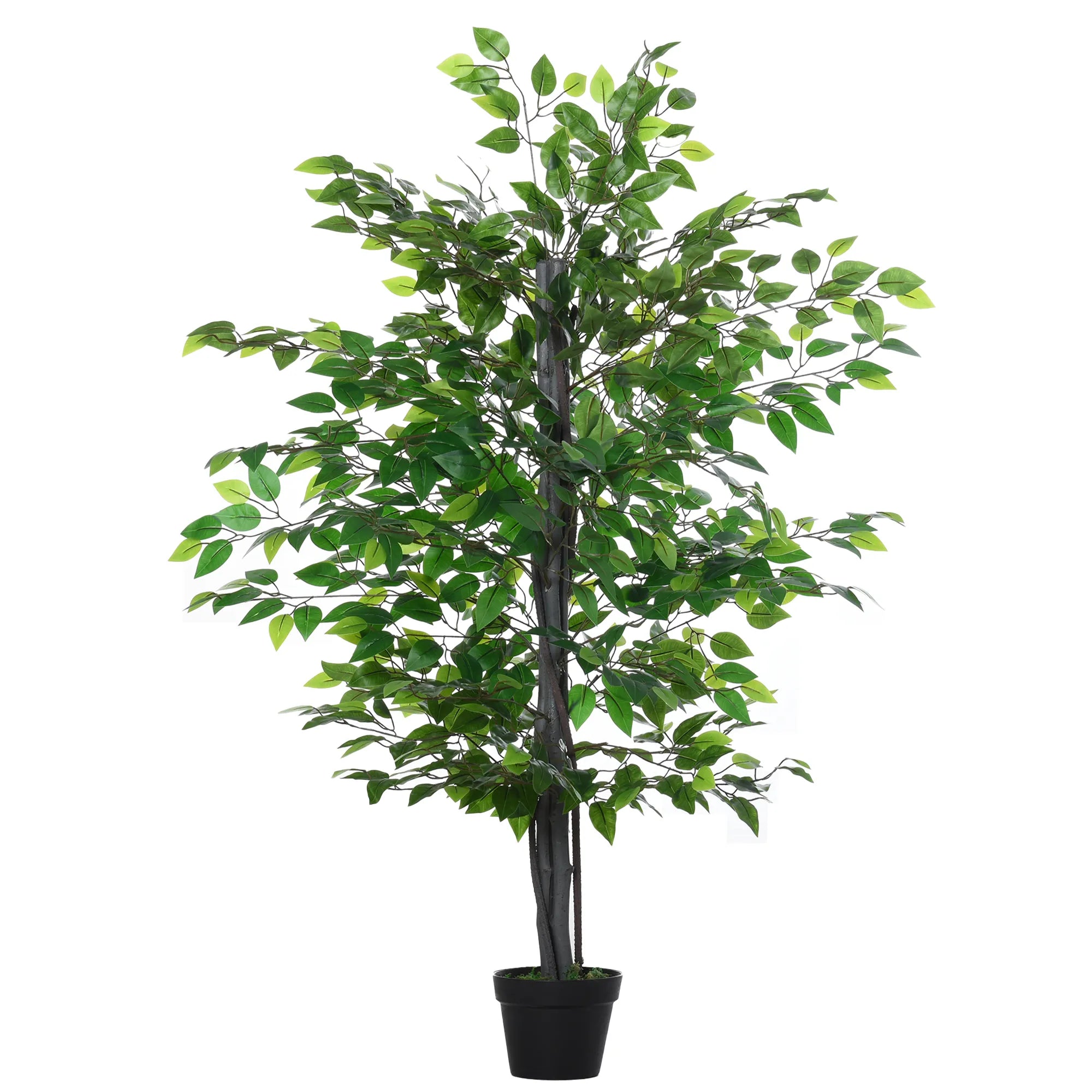 Dirbtinis fikusas, aukštis 145 cm, dirbtinis medis, dirbtinis augalas, plastikinis dirbtinis augalas vazonėlyje, dirbtinis augalas, atrodantis kaip tikras, skirtas svetainei, miegamajam, biurui, sodui, moderniai dekoracijai, dovanai.