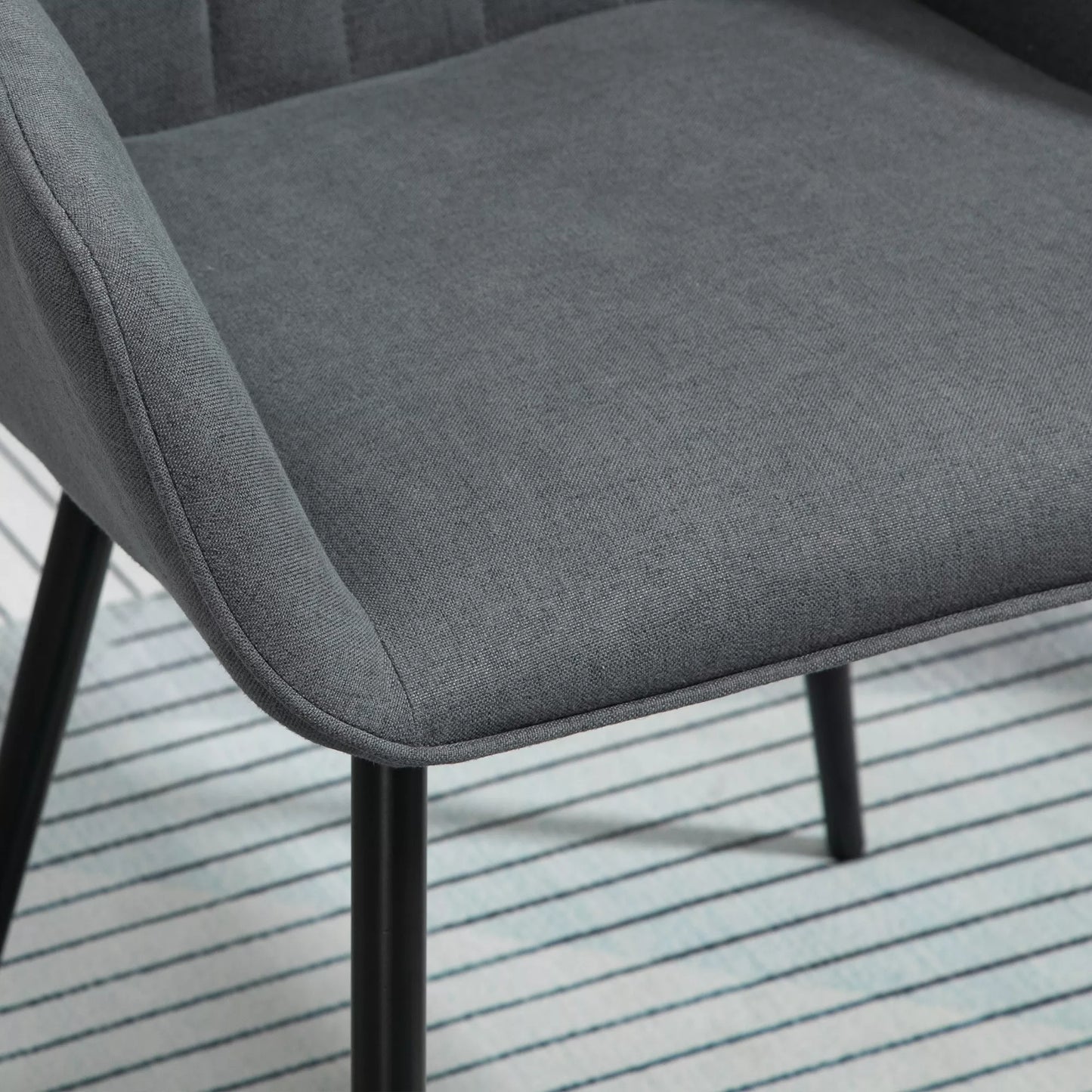 2 vnt. valgomojo kėdžių rinkinys, minkšta kėdė su kvėpuojančiu lininiu užvalkalu, svetainės kėdė, fotelis, virtuvės kėdė su atlošu, porankiais, linas, tamsiai pilka, 59,5 x 56,5 x 81 cm