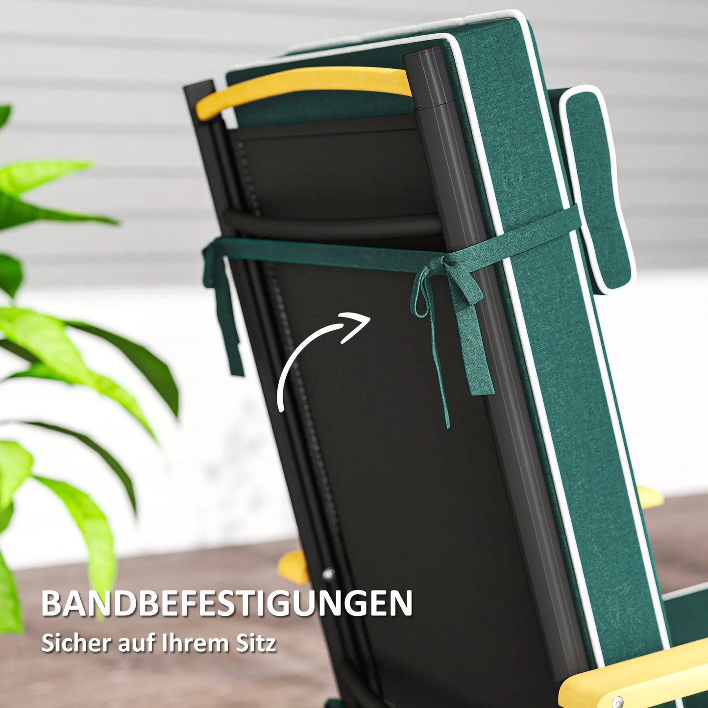 Sėdimoji pagalvėlė 120 x 47 x 9,5 cm, atstumianti vandenį, su juostelėmis, atrama galvai, UPF50+ žalia