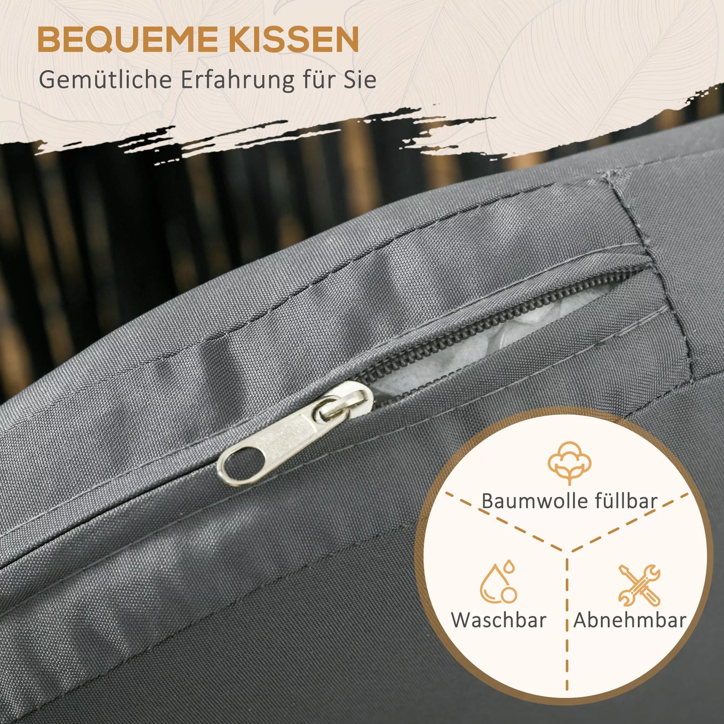 Lauko kėdės, 2 vnt. komplektas, Boho dizaino, su sėdynės ir atlošo pagalvėlėmis, patogia sėdimąja dalimi, metaliniu rėmu, juodos.