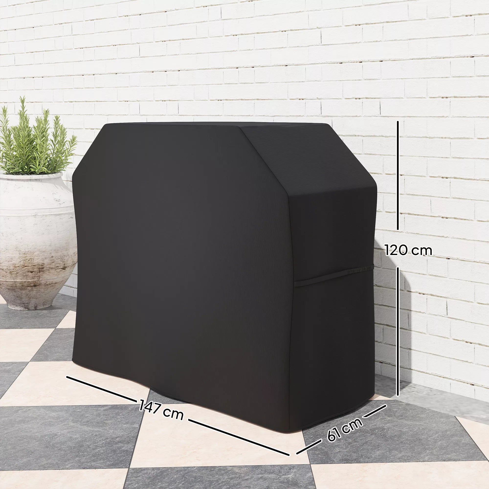 Grill dangtis Apsauginis dangtis griliui Grilio tentas, atsparus atmosferos poveikiui, 147 x 61 x 120 cm, juodas