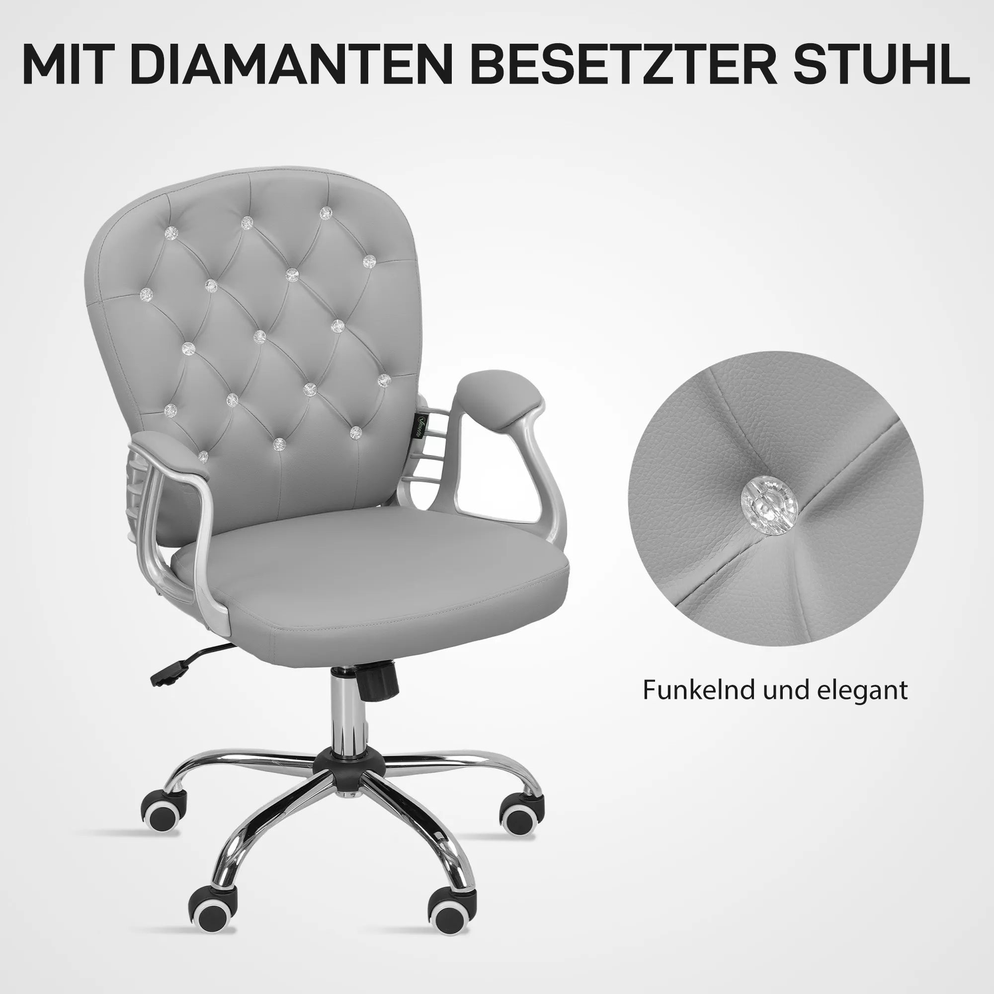Biuro kėdė, ergonomiška darbo kėdė su porankiais, paminkštinta nugaros atrama, šviesiai pilka