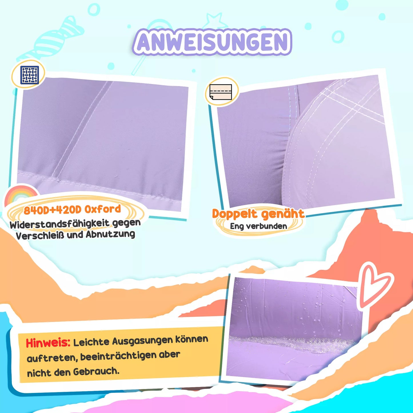 Pripučiamas pilis su čiuožyklomis, saugos tinklu, Oksfordo audiniu, įžeminimo kuoliukais, nešiojimo krepšiu