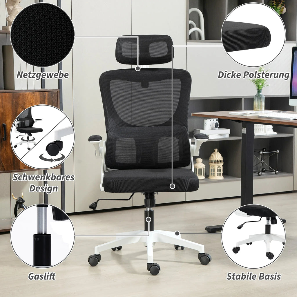 Ergonominė biuro kėdė su tinkleliu reguliuojamu aukščiu juoda