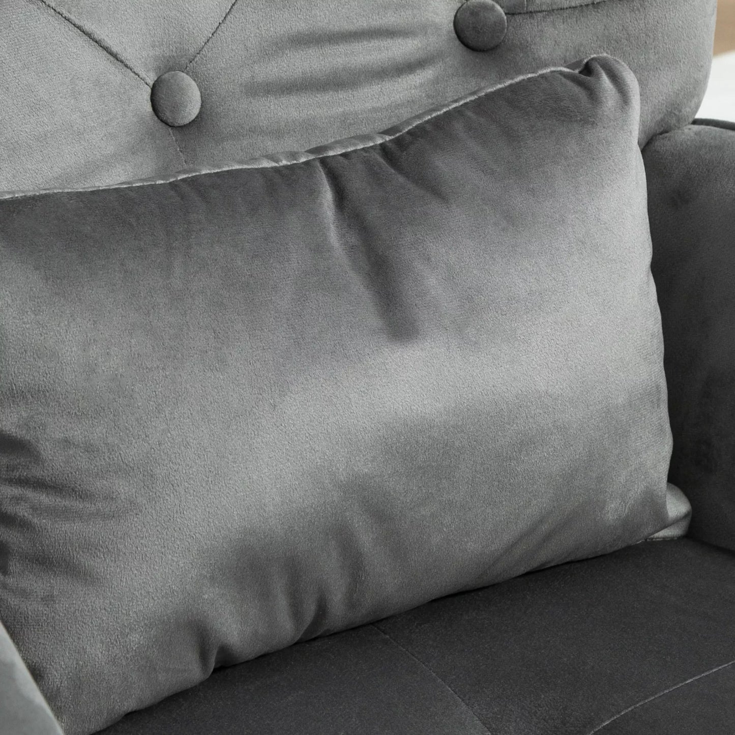 Akcentinis krėslas su pakoja, apmuštas, su aukšta atlošas, velveto imitacijos, iki 150 kg, tamsiai pilkos spalvos