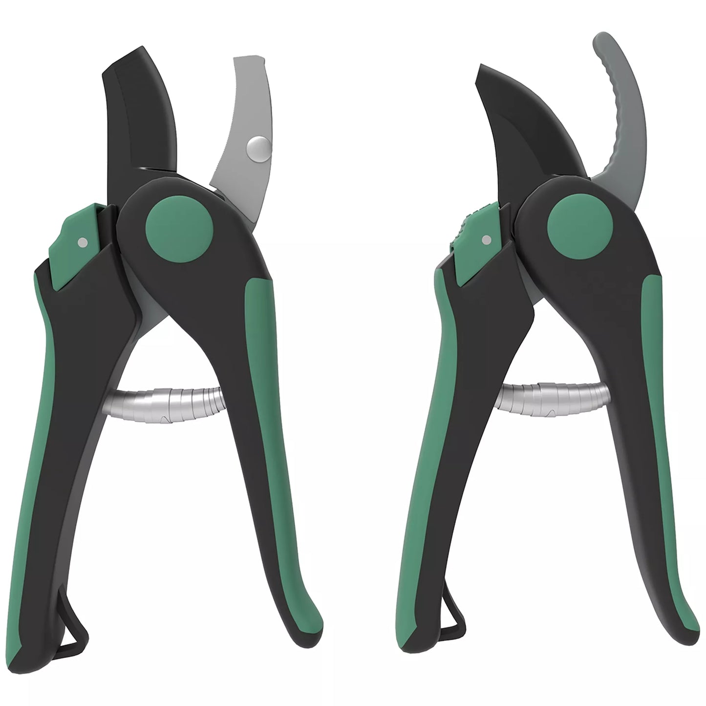 Sodo įrankių rinkinys, 2 vnt. Metaliniai sodo įrankiai su genėjimo žirklėmis, žalia+juoda