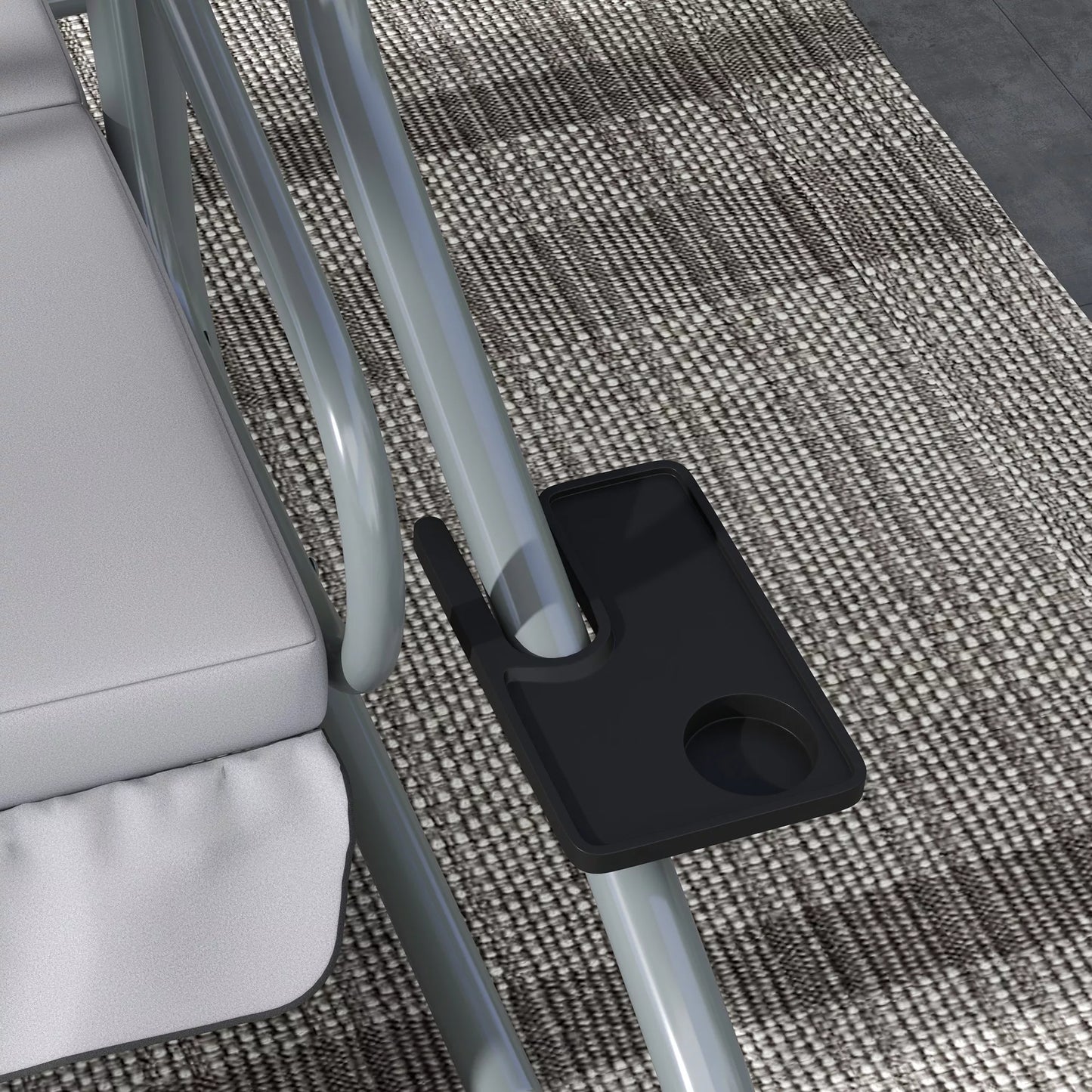 2in1 Holivudinis suolas su gulėjimo funkcija, reguliuojamas stogas, iki 340 kg, plienas, 200x120x164 cm, pilkas