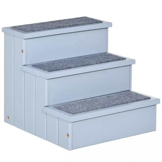 3 pakopų šunų laipteliai, 38 cm aukščio, naminių gyvūnėlių laipteliai, skirti mažiems ir vidutinio dydžio šunims, katelių laipteliai, šunų rampa, pagalbinė priemonė įlipimui į lovą, sofą, fotelį ir automobilį, pilkos spalvos