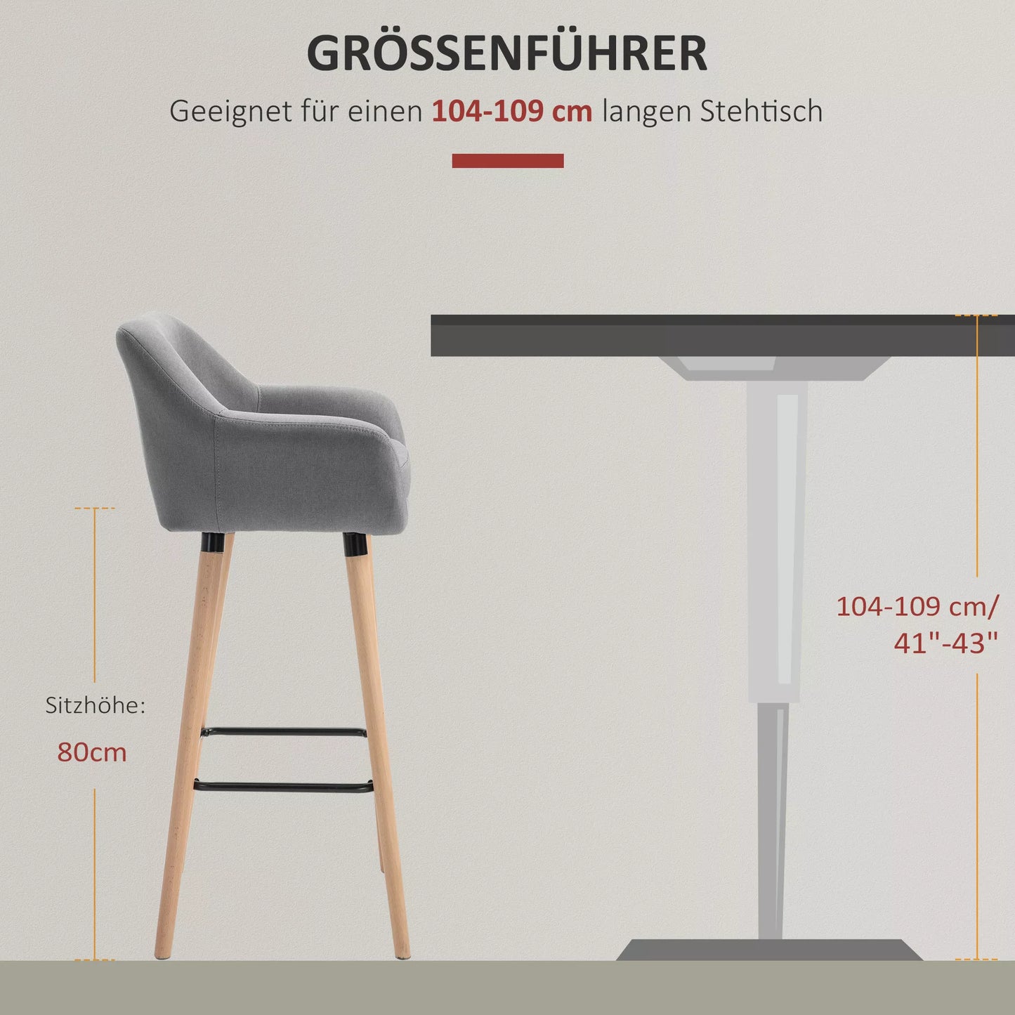 2 vnt. rinkinys baro kėdžių, su atrama kojoms, masyvi mediena, 55 cm x 48 cm x 100 cm, pilka