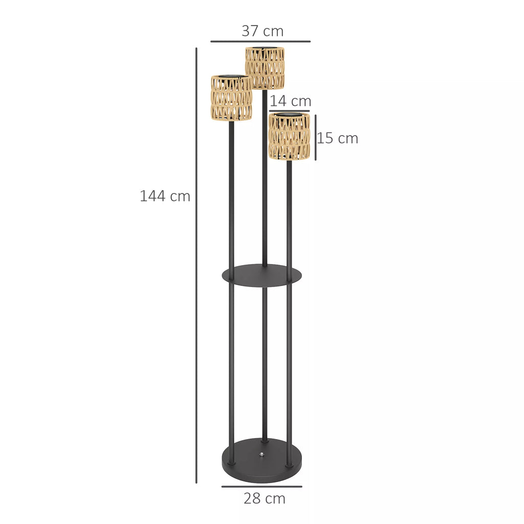 Lauko šviestuvo matmenų schema: 144 cm aukštis, 37 cm skersmuo, 28 cm pagrindo skersmuo