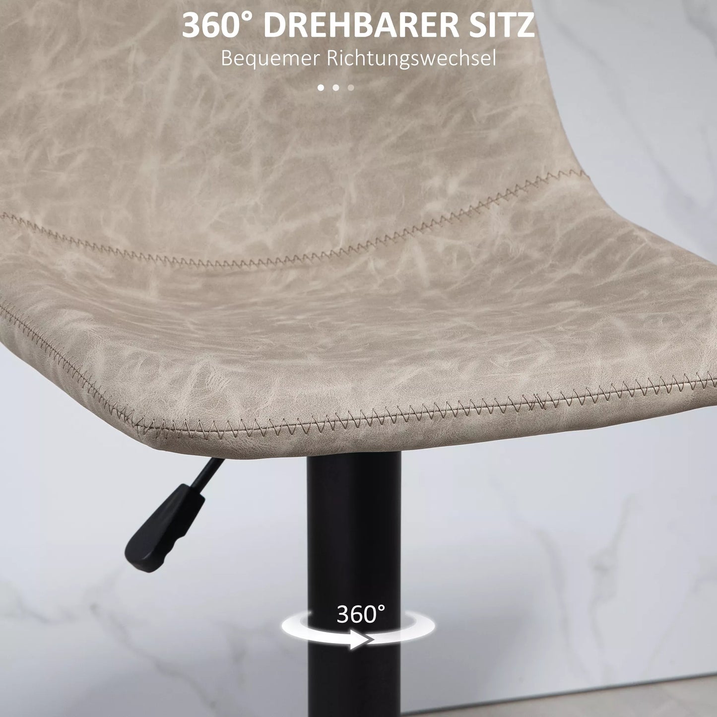 Baro taburetės 2 vnt. komplekte, Retro dizainas, reguliuojamas aukštis, sukamos, dirbtinė oda, 42 x 48 x 91-112 cm, smėlio