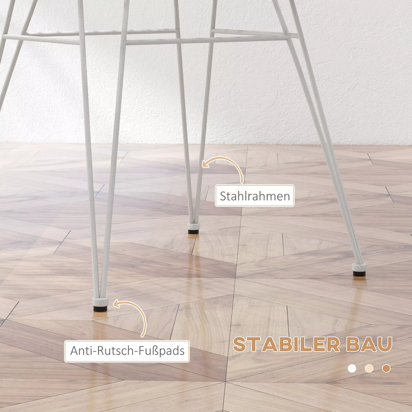 2 vnt. Boho stiliaus kėdžių komplektas, virtuvės kėdės, PE rotangas, 56 x 60 x 79 cm, Natūralus + Baltas