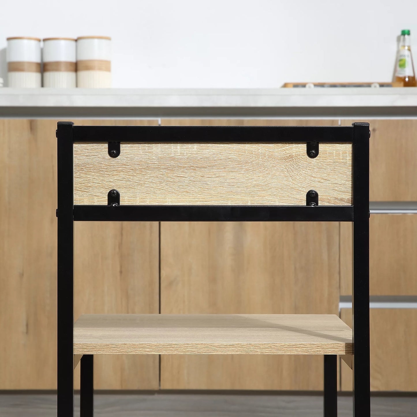 Valgomojo stalo komplektas su 2 kėdėmis, kompaktiškas stalo ir kėdžių rinkinys valgomajam, svetainei, virtuvei, su metaliniu rėmu