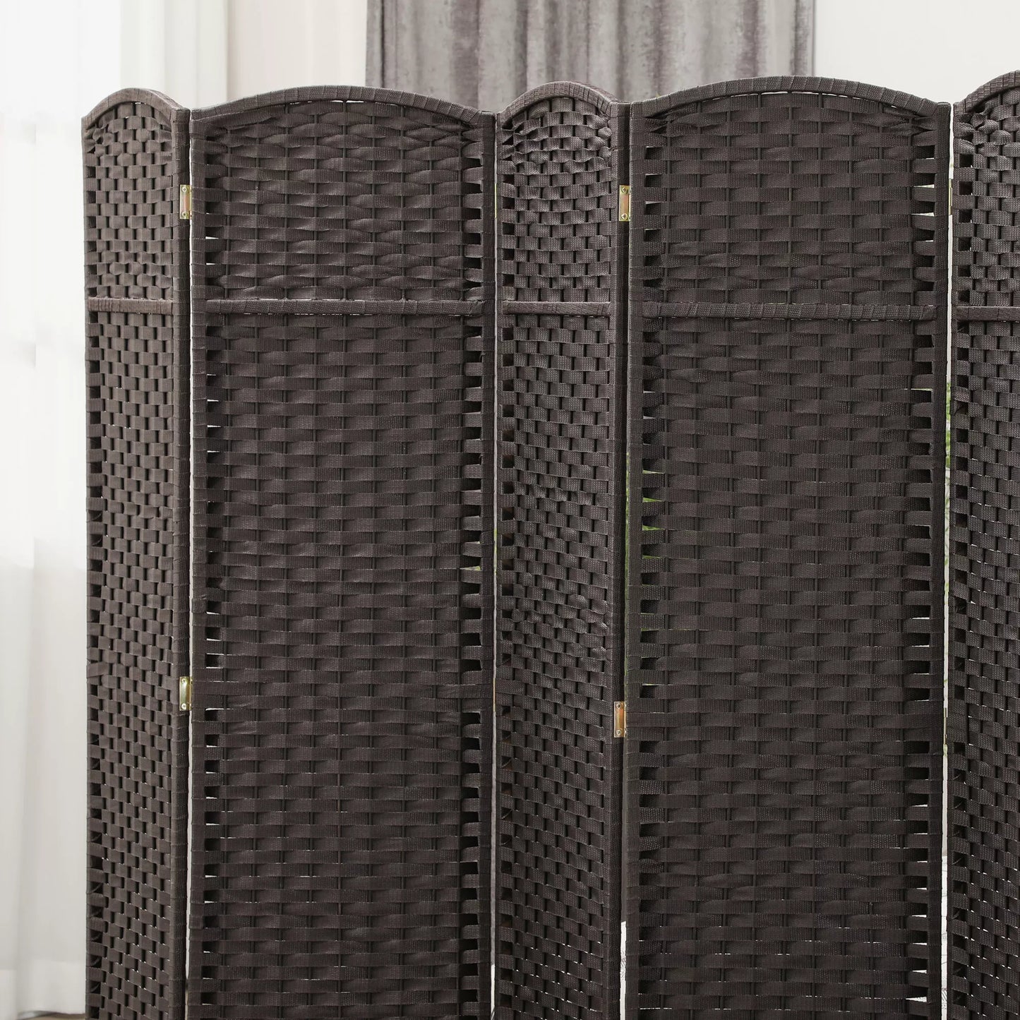 6 dalių sulankstoma kambario pertvara, privatumo užsklanda svetainei, miegamajam, namų biurui, ruda