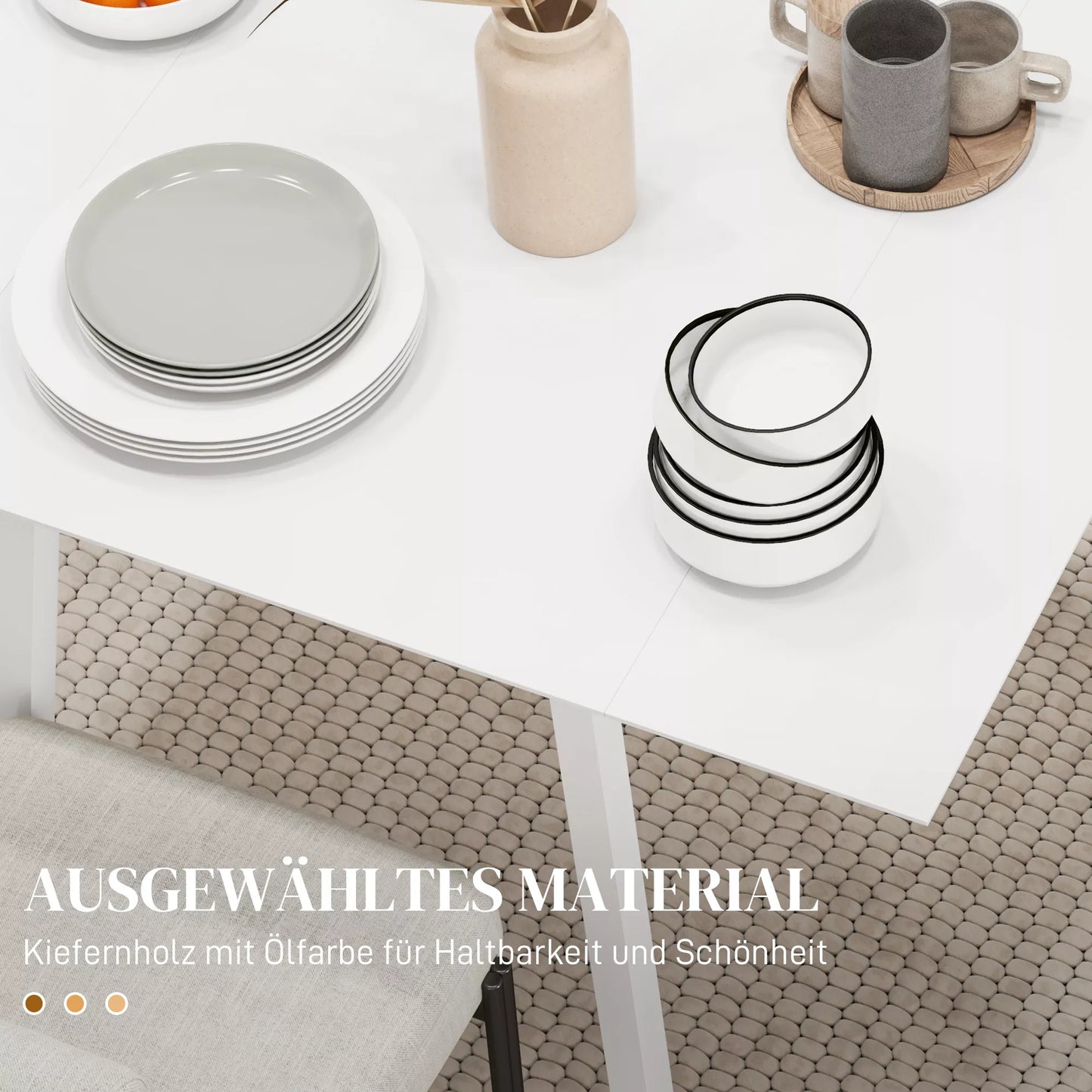 Valgomojo stalas, sulankstomas, virtuvės stalas, 2 atlenkiamos plokštumos, 110 x 86 x 75 cm, Baltas