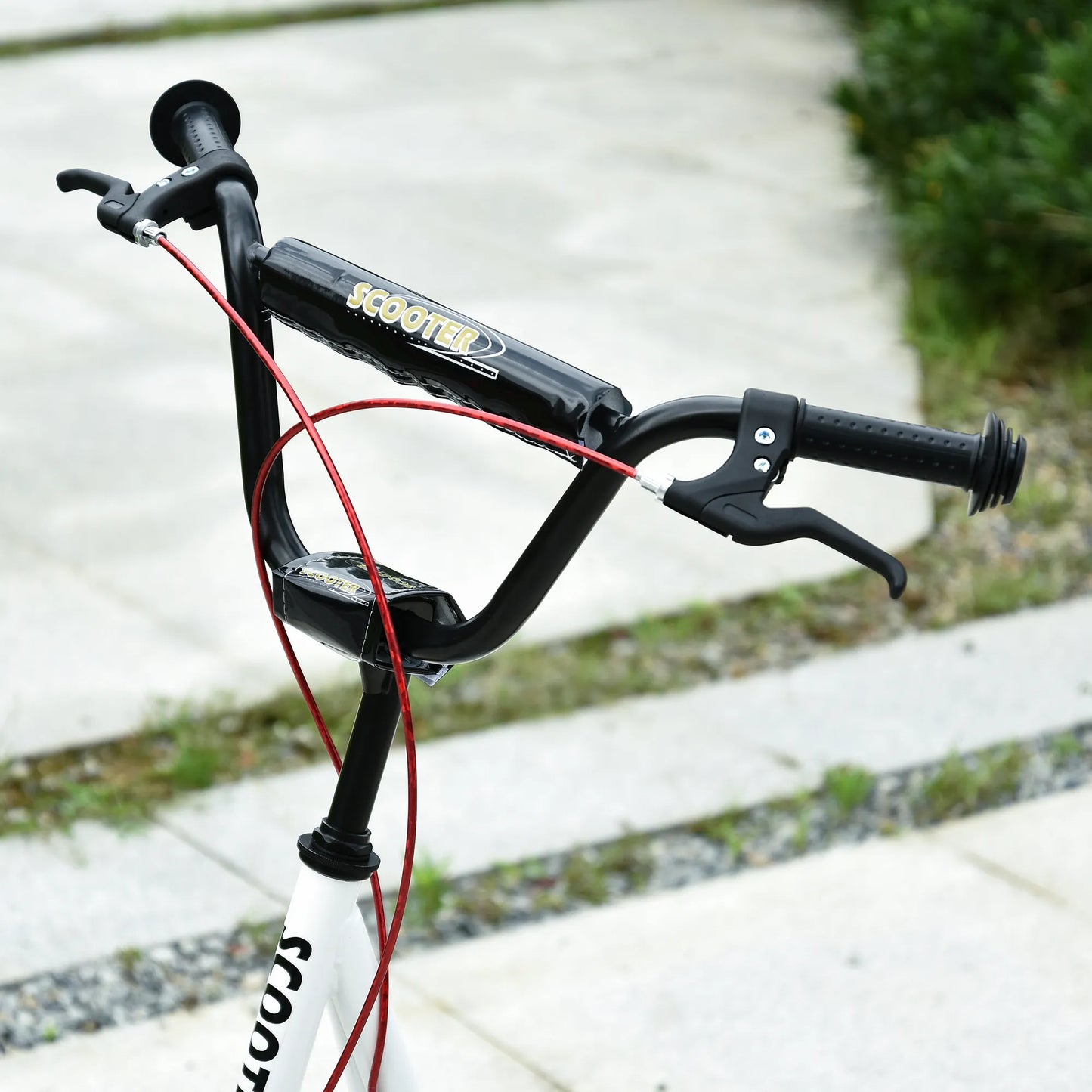 Vaikų paspirtukas su pripučiamomis padangomis ir rankiniu stabdžiu, miesto paspirtukas, sulankstomas, atsparus vandeniui, nuo 5 metų, 16 colių, baltas, 139 x 58 x 90-96 cm