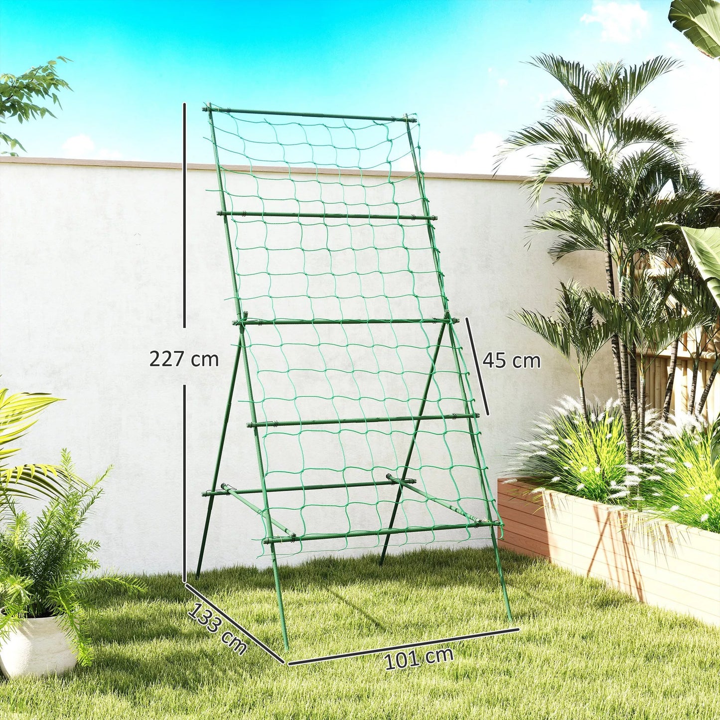 Nerūdijanti plieninė įsmeigiama A formos atrama laipiojantiems augalams, 101x133x227 cm, žalia