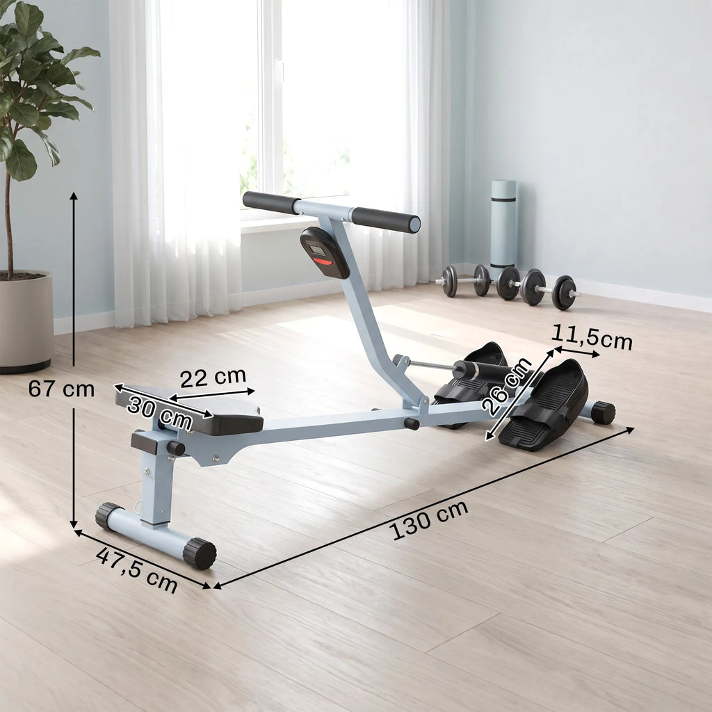 Iklaujamasis irklavimo treniruoklis su LCD ekranu, iki 100 kg, pilkas