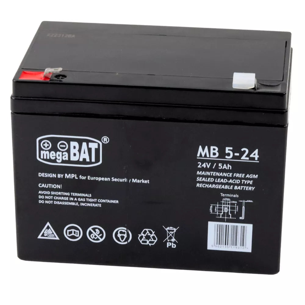 Įkraunama švino rūgšties baterija megaBATCH MB 5-24, 24 V, 5 Ah