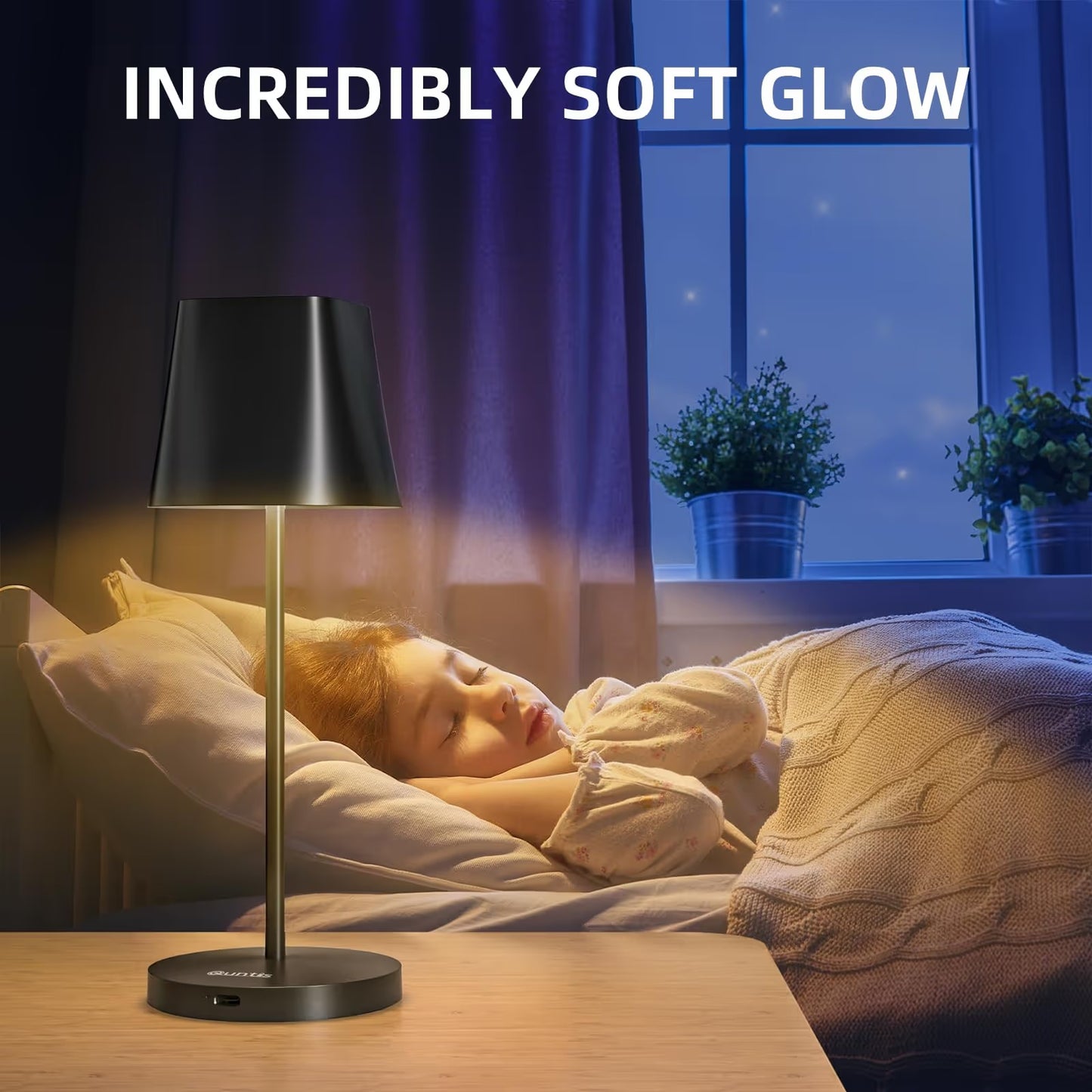 LED stalinė lempa, belaidė, lietimui jautri, reguliuojamo galingumo baterija, įkraunama su USB, 3000 K - 5000 K