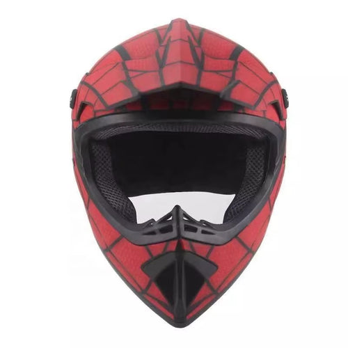 Motociklo šalmas Spiderman su akiniais L 59–60 cm paaugliams ir suaugusiems