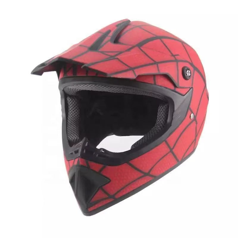 Motociklo šalmas Spiderman su akiniais L 59–60 cm paaugliams ir suaugusiems