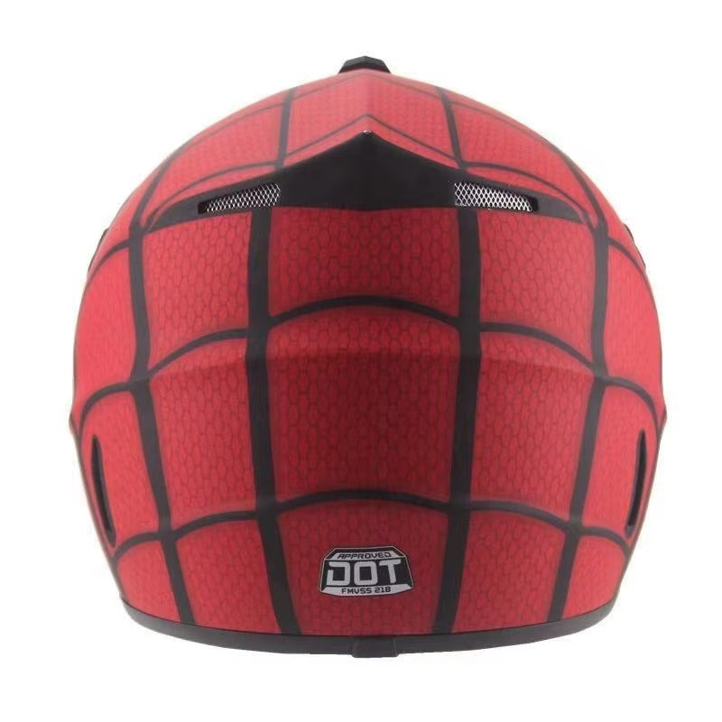 Motociklo šalmas Spiderman su akiniais L 59–60 cm paaugliams ir suaugusiems