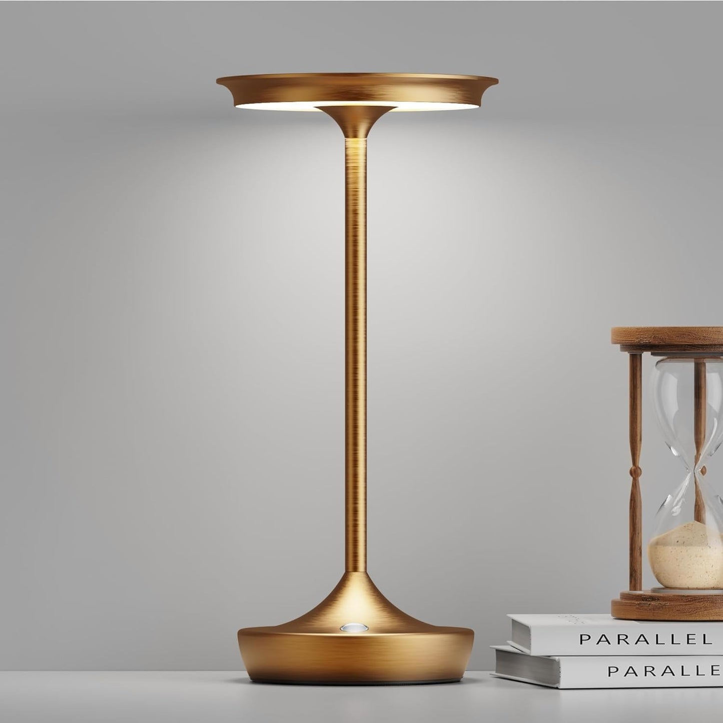 Belaidė LED stalinė lempa-IP54, įkraunama lauko ir vidaus lempa su 6000mAH baterija, 38x11 cm, auksinė