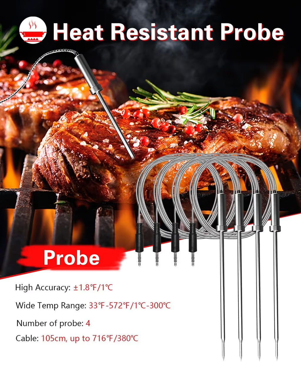 Belaidis BBQ termometras BFOUR – valdymas išmaniuoju telefonu per Bluetooth