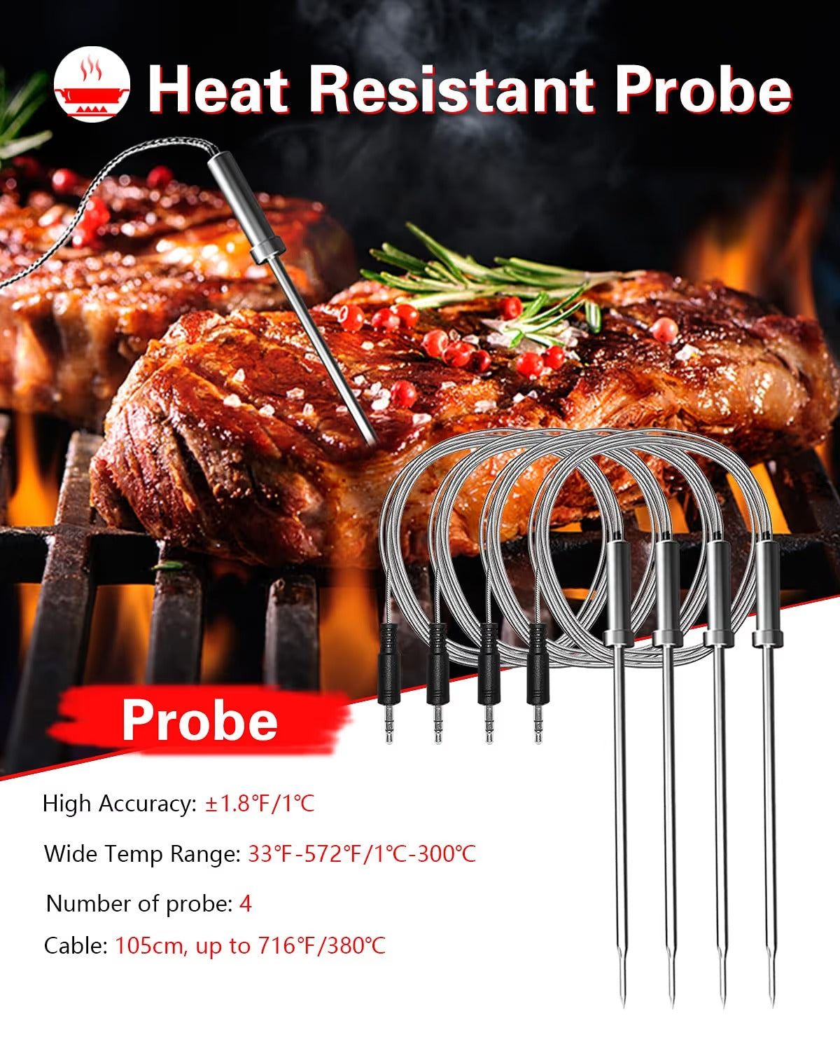 Belaidis BBQ termometras BFOUR – valdymas išmaniuoju telefonu per Bluetooth