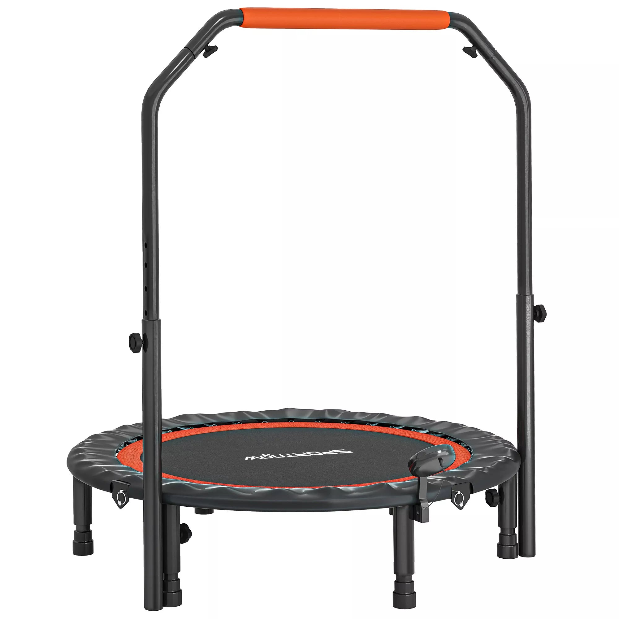 Mini batutas su aukščio reguliuojamu rankenėle, LCD monitoriumi, plieninis, juodas + raudonas, Ø102 x 99–123 cm