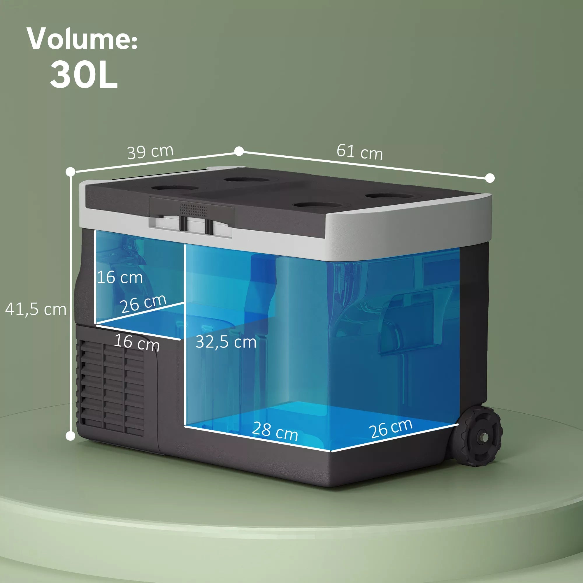 30 litrų kompresorinis šaldytuvas elektrinis šaldytuvas su LED ECO režimu jungtis šaldymo funkcija juodas