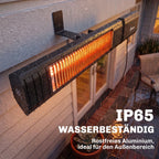 Infraraudonųjų spindulių terasos šildytuvas, 2000 W, su nuotolinio valdymo pulteliu ir programėle