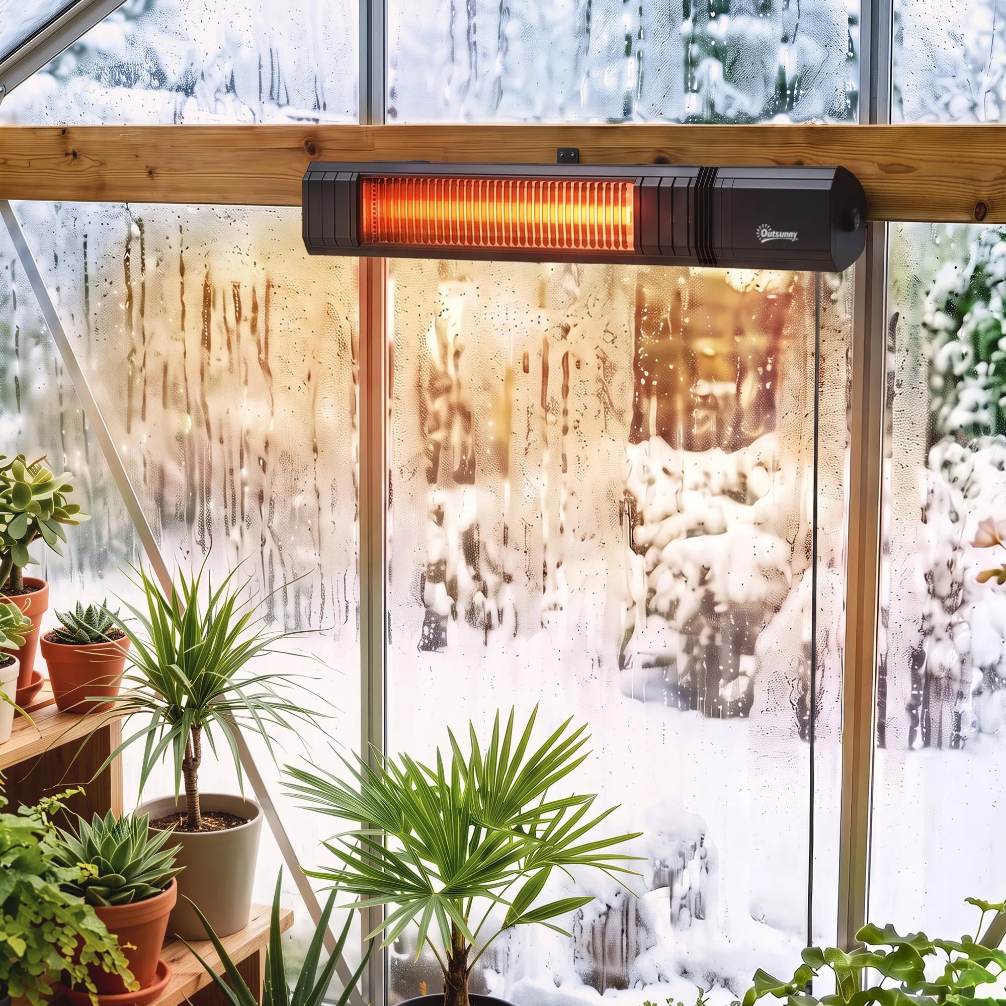 Infraraudonųjų spindulių terasos šildytuvas, 2000 W, su nuotolinio valdymo pulteliu ir programėle