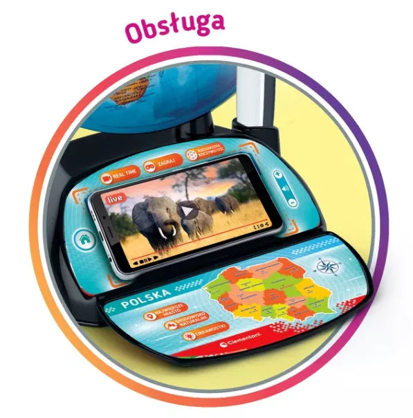 Interaktyvus mokomasis gaublys, AR technologija, su elektroniniu rašikliu ir stovu telefonui, 48 cm